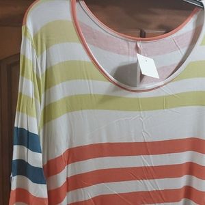 Striped tunic with 3/4 length sleeve NWT